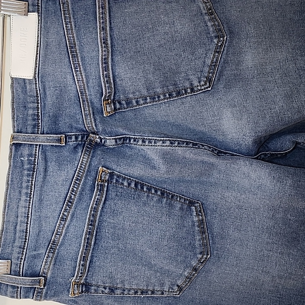 RE/DONE Originals Button Fly High Rise Tapered Leg Strech Tall Jeans Sz 29 - Picture 13 of 16